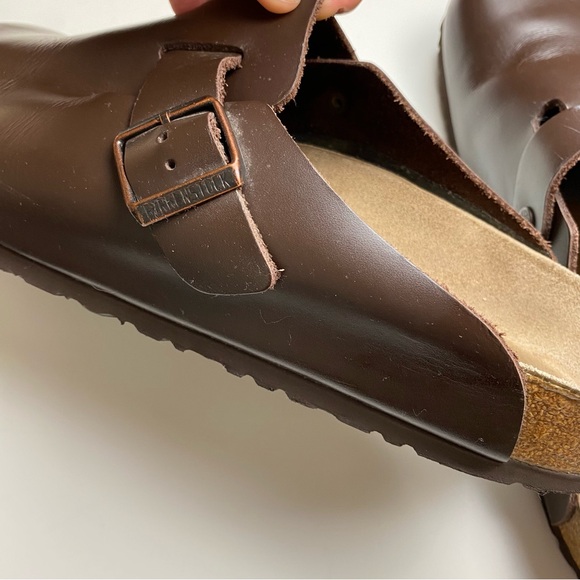 Birkenstock Boston Natural Leather On Clogs Black Mens Size 43 EU - Picture 5 of 11